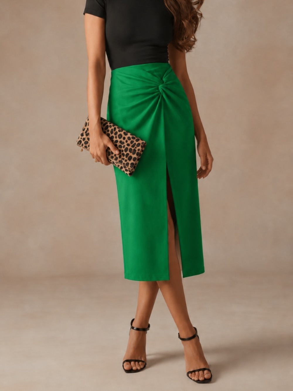 NWT - Boden Knot Detail Jersey Midi Skirt